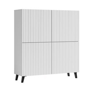 wohnli-moebel-suche-Highboard-mit-gerilltem-Muster-aus-MDF-Weiss-120x39x128cm Wohnli Möbelsuche - Highboard mit gerilltem Muster aus MDF