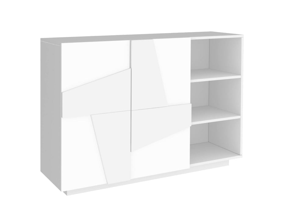 wohnli-moebel-suche-Hochglanzweisses-Sideboard-in-Holzoptik-121-x-38-x-86-cm Wohnli Möbelsuche - Hochglanzweißes Sideboard in Holzoptik