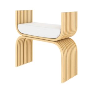 Wohnli Möbelsuche - Hocker aus Rattan mit weißem Kissen
