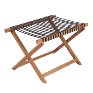 Wohnli Möbelsuche - Hocker aus Teakholz und Stoff 80x50