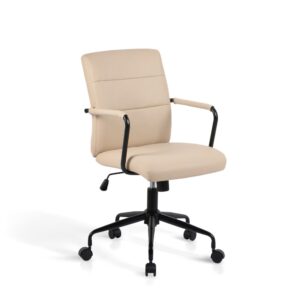 Wohnli Möbelsuche - Höhenverstellbarer Schreibtischstuhl Kunstleder Beige 99x64x70 cm