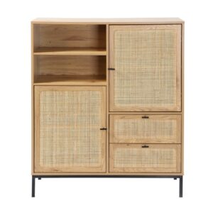 Wohnli Möbelsuche - Hohe Buffetschrank mit Rattanfronten - L100 x H120 cm