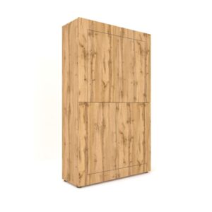 Wohnli Möbelsuche - Hohe Kommode 4-türig 100x35x165cm in Holzoptik Eiche Natur