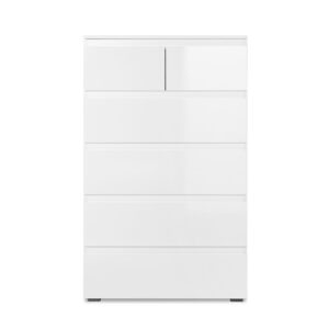 Wohnli Möbelsuche - Hohe Kommode mit 6 Schubladen L80 x H131cm - Weiß