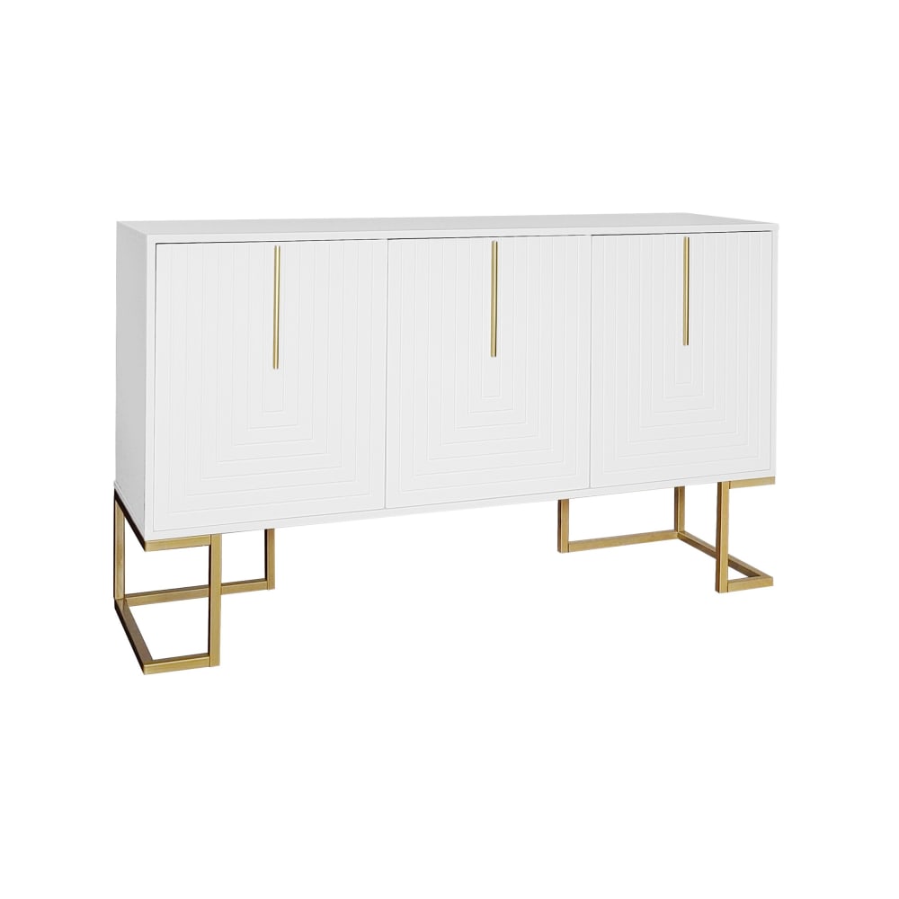 wohnli-moebel-suche-Hohes-Sideboard-mit-3-Matten-Tueren-H81B138T40-Weiss Wohnli Möbelsuche - Hohes Sideboard mit 3 Matten Türen H81/B138/T40