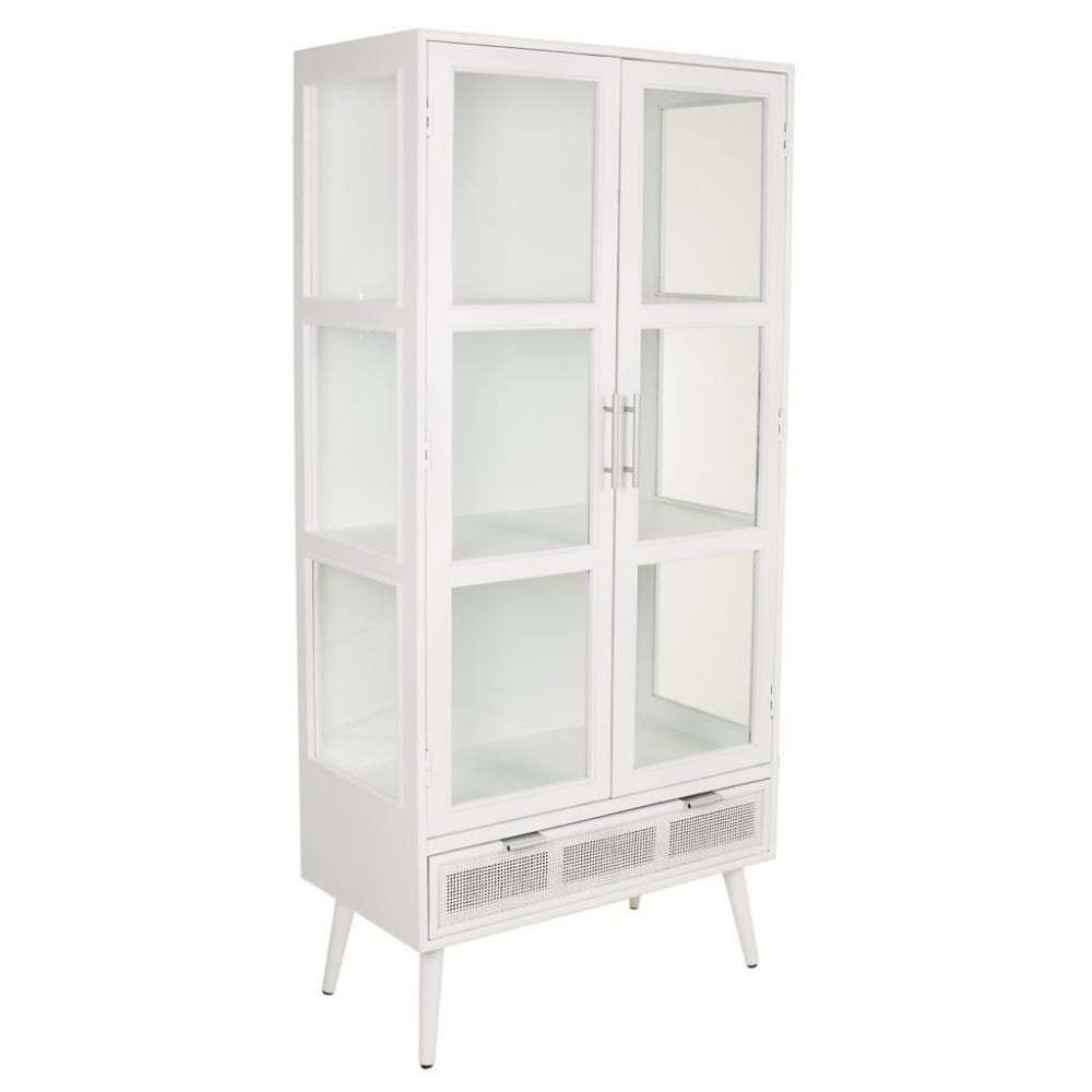 wohnli-moebel-suche-Holzvitrine-mit-Gitter-72x405x1585-weiss Wohnli Möbelsuche - Holzvitrine mit Gitter