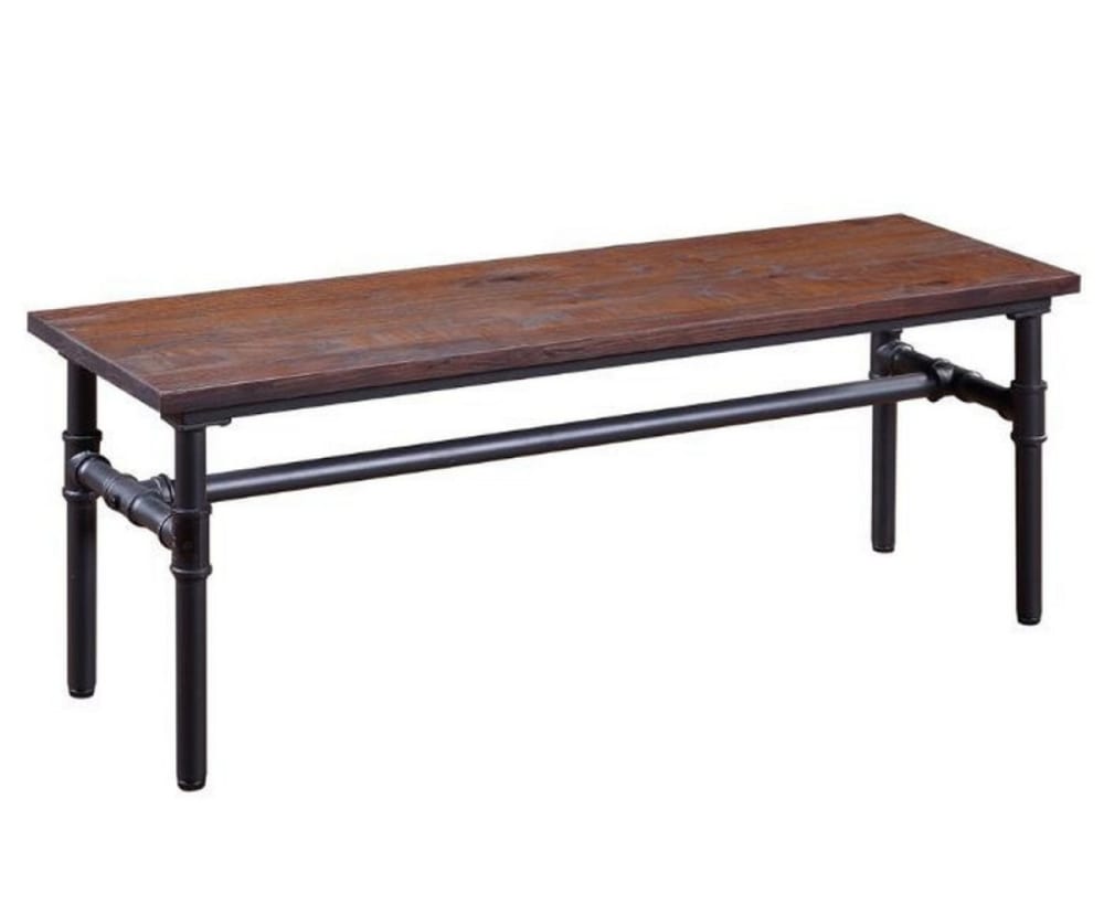 Wohnli Möbelsuche - Industrielle Bank aus Ulme und Stahlrohren