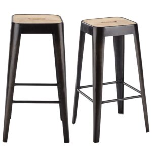 wohnli-moebel-suche-Industrielle-Barhocker-aus-Mangoholz-und-Stahl-H79-x2 Wohnli Möbelsuche - Industrielle Barhocker aus Mangoholz und Stahl H79 (x2)