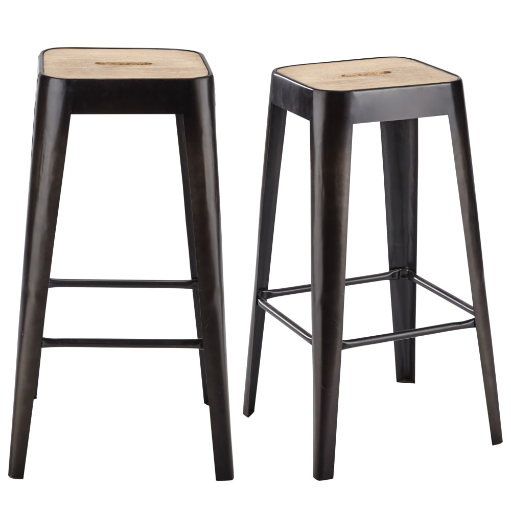 wohnli-moebel-suche-Industrielle-Barhocker-aus-Mangoholz-und-Stahl-H79-x2 Wohnli Möbelsuche - Industrielle Barhocker aus Mangoholz und Stahl H79 (x2)