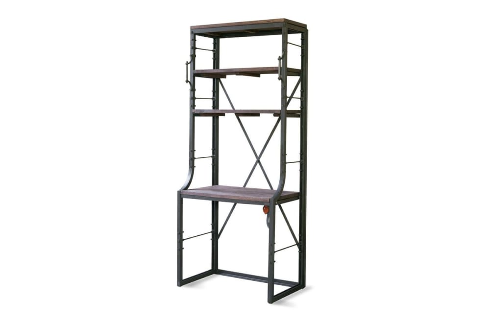 wohnli-moebel-suche-Industrielle-Bibliothek-mit-Schreibtisch-aus-Metall-und-Holz-braun Wohnli Möbelsuche - Industrielle Bibliothek mit Schreibtisch aus Metall und Holz