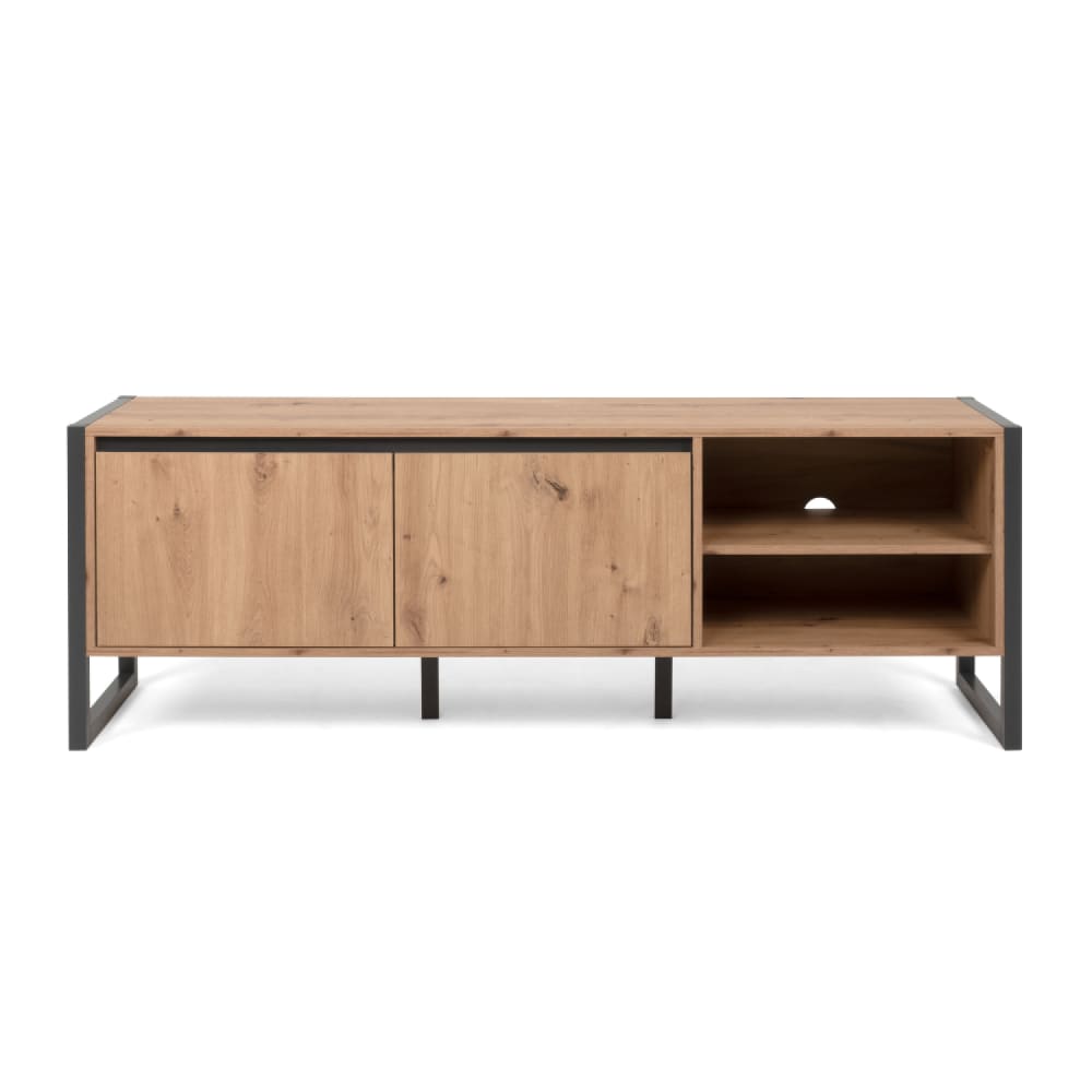 wohnli-moebel-suche-Industrieller-TV-Schrank-aus-Holz-mit-Schraenken Wohnli Möbelsuche - Industrieller TV-Schrank aus Holz mit Schränken