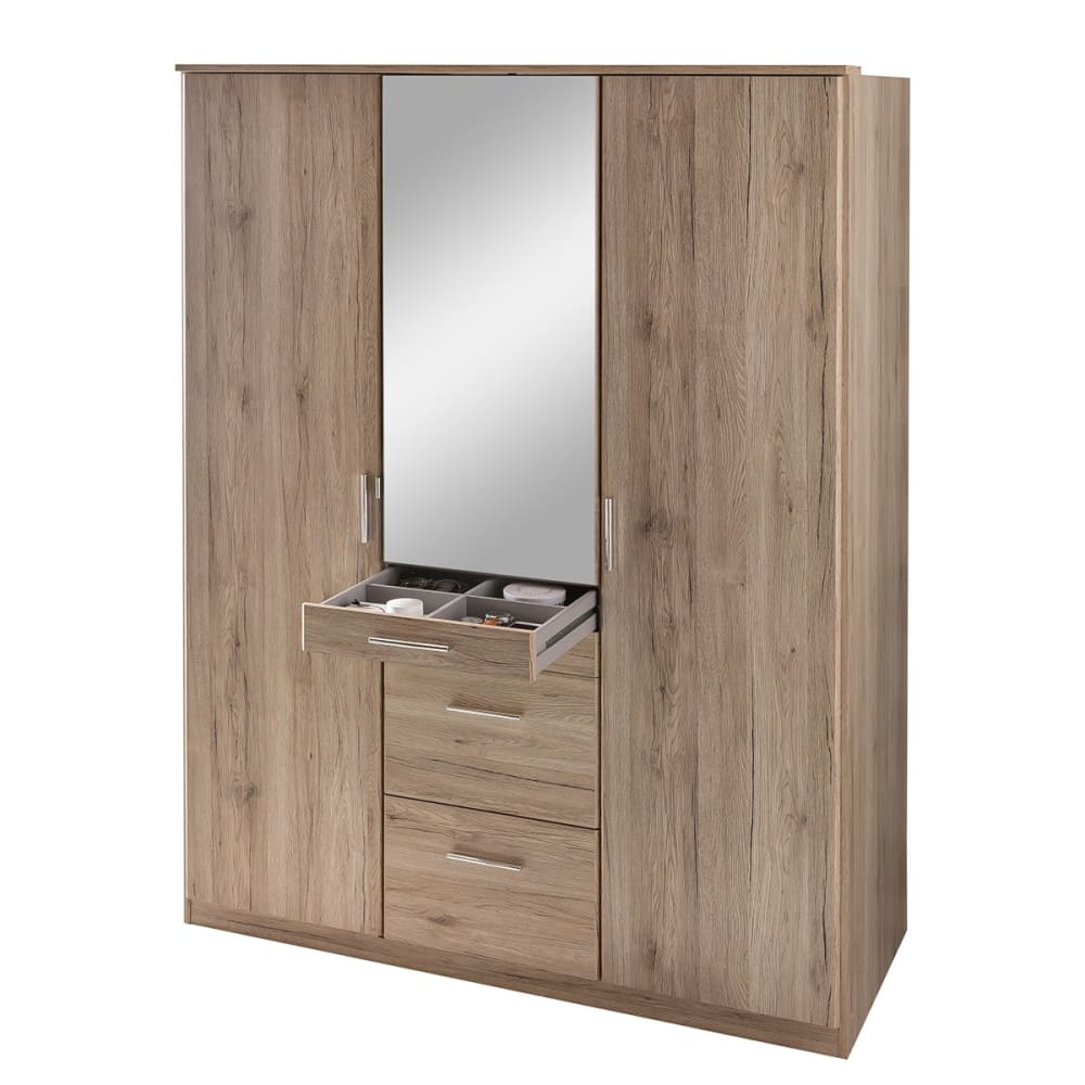 wohnli-moebel-suche-Kleiderschrank-3-Tueren-L135-cm-Dekor-Eiche-Handwerker Wohnli Möbelsuche - Kleiderschrank