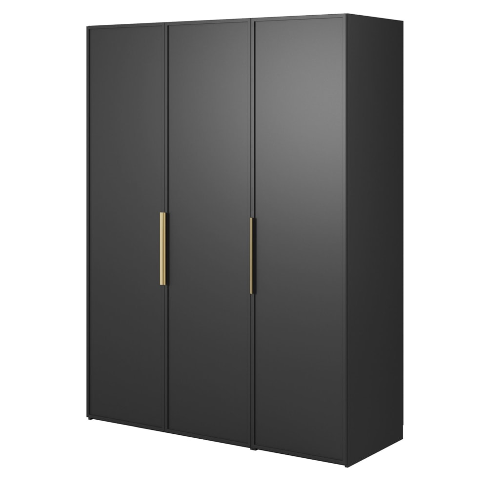 wohnli-moebel-suche-Kleiderschrank-3T-mit-Stange-Regalen-150-cm-schwarz Wohnli Möbelsuche - Kleiderschrank 3T mit Stange & Regalen