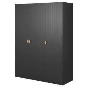 wohnli-moebel-suche-Kleiderschrank-3T-mit-Stange-Schubladen-150-cm-schwarz Wohnli Möbelsuche - Kleiderschrank 3T mit Stange & Schubladen