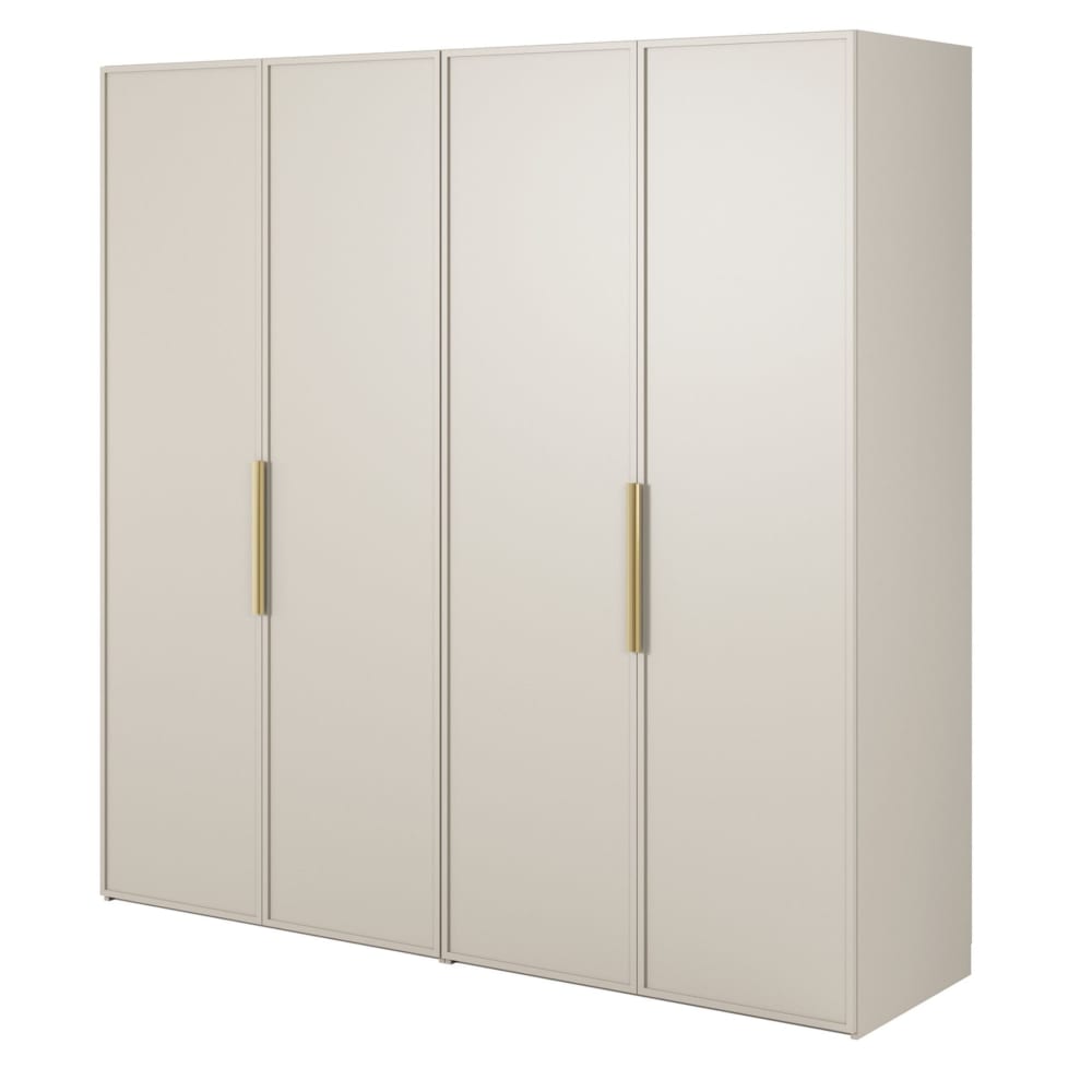 Wohnli Möbelsuche - Kleiderschrank 4T mit 2 Stangen & Regalen