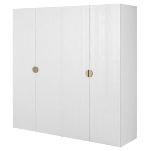 wohnli-moebel-suche-Kleiderschrank-4T-mit-Stange-Regalen-200-cm-weiss Wohnli Möbelsuche - Kleiderschrank 4T mit Stange & Regalen