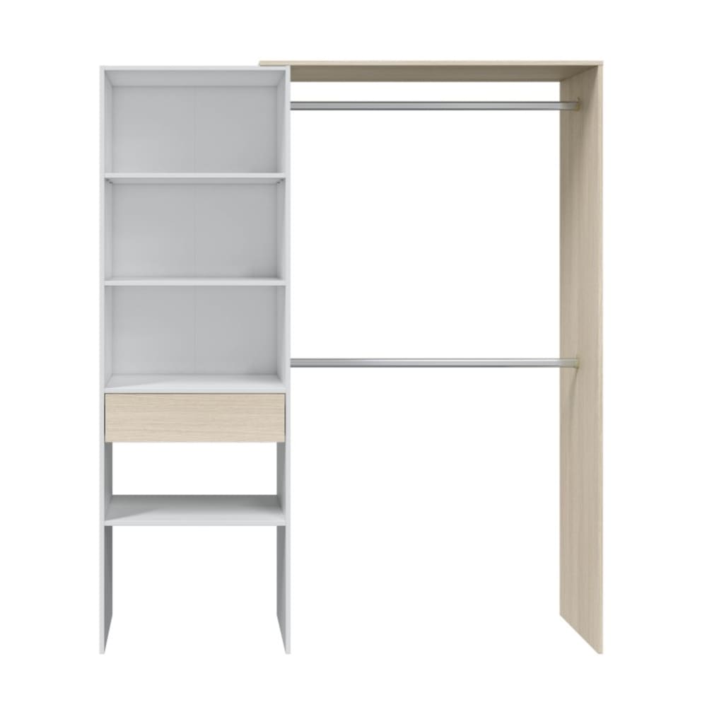 wohnli-moebel-suche-Kleiderschrank-Eichenholzoptik-und-weiss-H187-cm Wohnli Möbelsuche - Kleiderschrank Eichenholzoptik und weiß - H187 cm