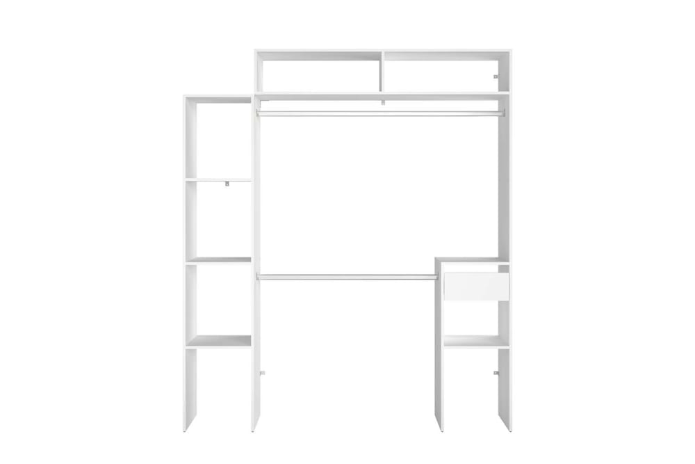 wohnli-moebel-suche-Kleiderschrank-mit-2-Kleiderstangen-4-Regalen-und-1-Schublade Wohnli Möbelsuche - Kleiderschrank mit 2 Kleiderstangen