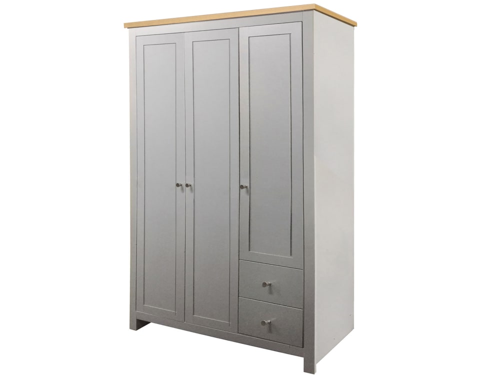 wohnli-moebel-suche-Kleiderschrank-mit-2-Schubladen-in-Eichenoptik-grau Wohnli Möbelsuche - Kleiderschrank mit 2 Schubladen in Eichenoptik