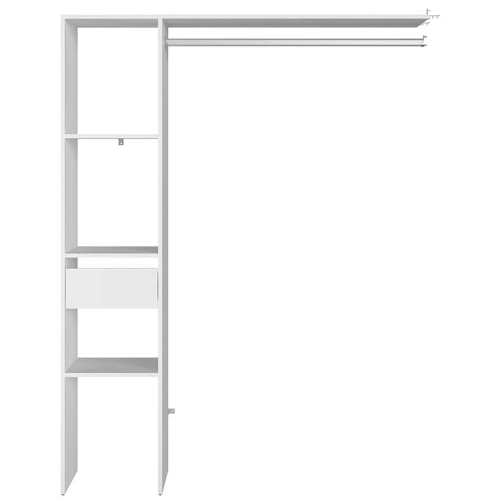 wohnli-moebel-suche-Kleiderschrank-mit-3-Regalen-1-Schublade-Kleiderstange-138-x-40-x-18 Wohnli Möbelsuche - Kleiderschrank mit 3 Regalen