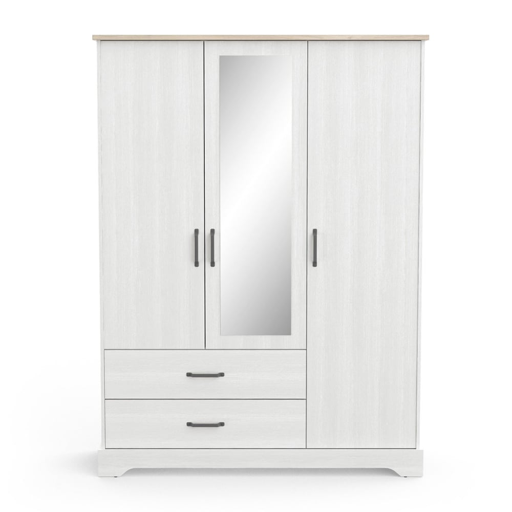 wohnli-moebel-suche-Kleiderschrank-mit-3-Tueren-und-2-Schubladen-H19960-cm-Weiss Wohnli Möbelsuche - Kleiderschrank mit 3 Türen und 2 Schubladen - H199