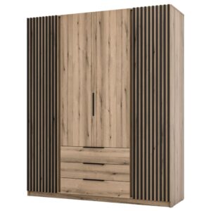 Wohnli Möbelsuche - Kleiderschrank mit Lamellen & 3 Schubladen