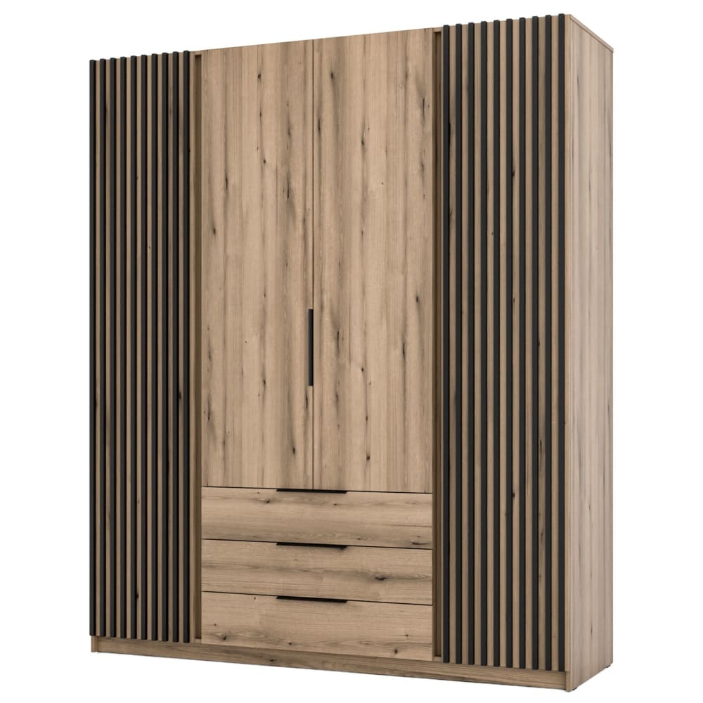 Wohnli Möbelsuche - Kleiderschrank mit Lamellen & 3 Schubladen