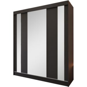 wohnli-moebel-suche-Kleiderschrank-mit-Spiegel-und-Schubladeneinsaetze-180x216-schwarz Wohnli Möbelsuche - Kleiderschrank mit Spiegel und Schubladeneinsätze