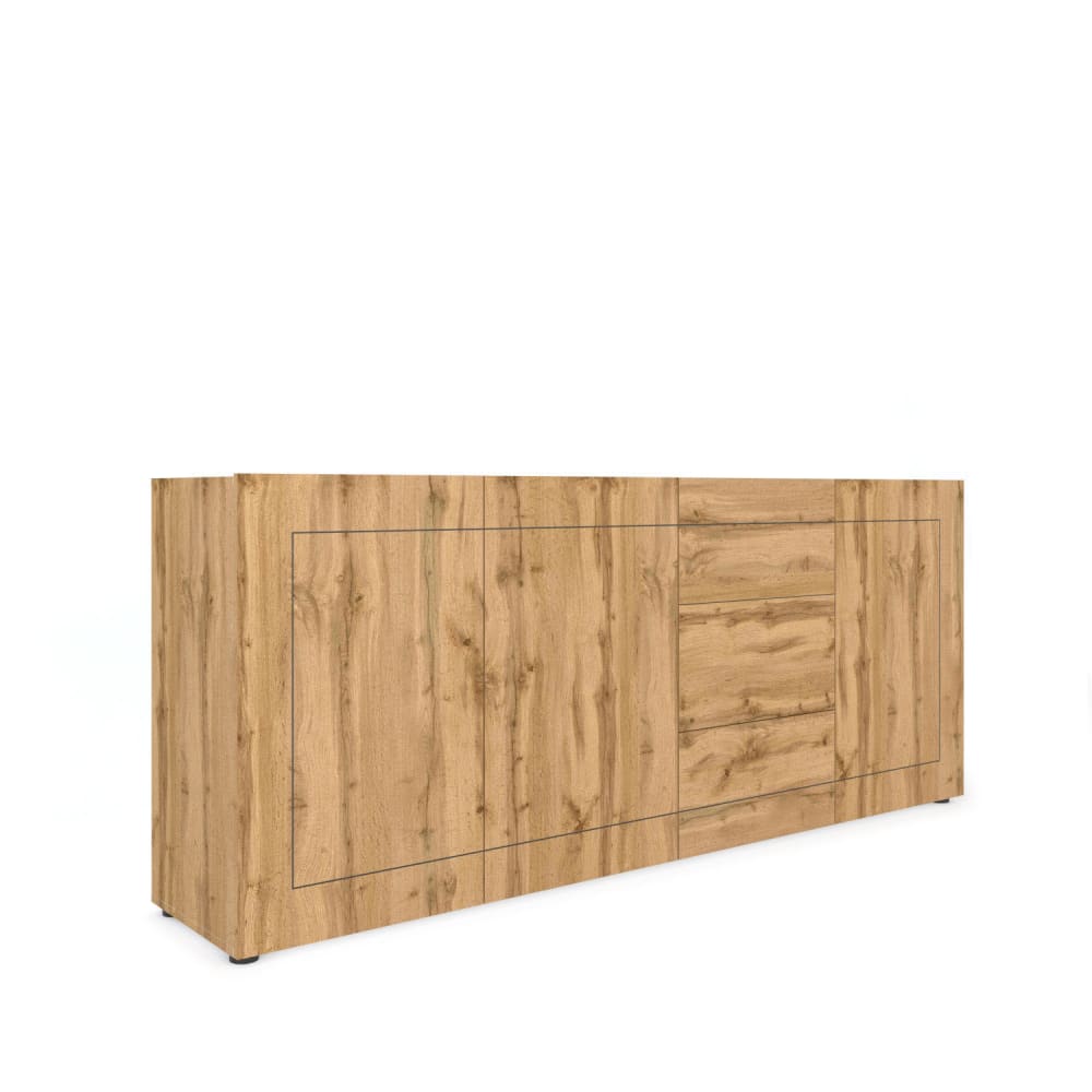 wohnli-moebel-suche-Kommode-3-tuerig3-Schubladen-200x40x835cm-in-Holzoptik-Eiche-Natur Wohnli Möbelsuche - Kommode 3-türig/3-Schubladen 200x40x83
