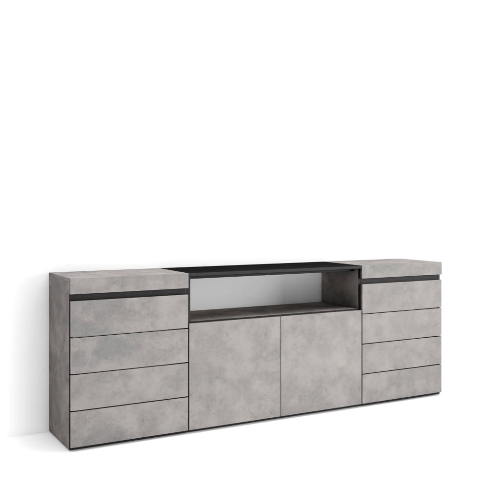 wohnli-moebel-suche-Kommode-Holzeffekt-214x35x75cm-Zementgrau Wohnli Möbelsuche - Kommode Holzeffekt 214x35x75cm Zementgrau