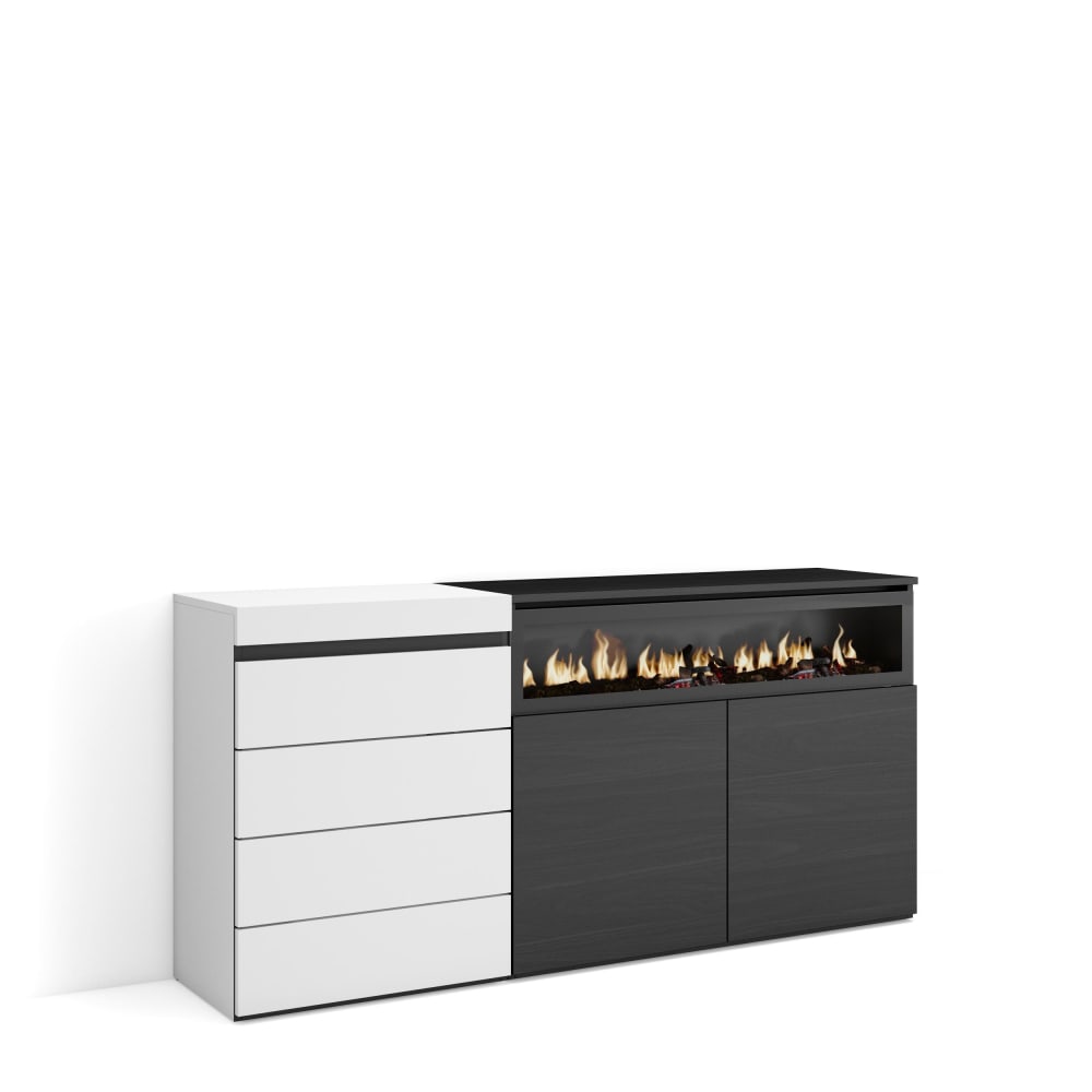 wohnli-moebel-suche-Kommode-Holzeffekt-Kamin-mit-Feuereffekt-157x35x75cm-Weiss-und-Schwarz Wohnli Möbelsuche - Kommode Holzeffekt Kamin mit Feuereffekt 157x35x75cm Weiß und Schwarz