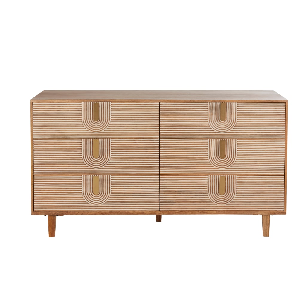 Wohnli Möbelsuche - Kommode aus massivem Mangoholz mit 6 Schubladen