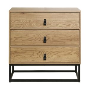 Wohnli Möbelsuche - Kommode in Eiche-Dekor mit 3 Schubladen und Metallgestell