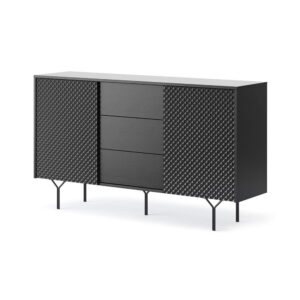 wohnli-moebel-suche-Kommode-in-fuehlbarem-3D-Style-aus-Holz-144x38x83cm-schwarz Wohnli Möbelsuche - Kommode in fühlbarem 3D-Style aus Holz