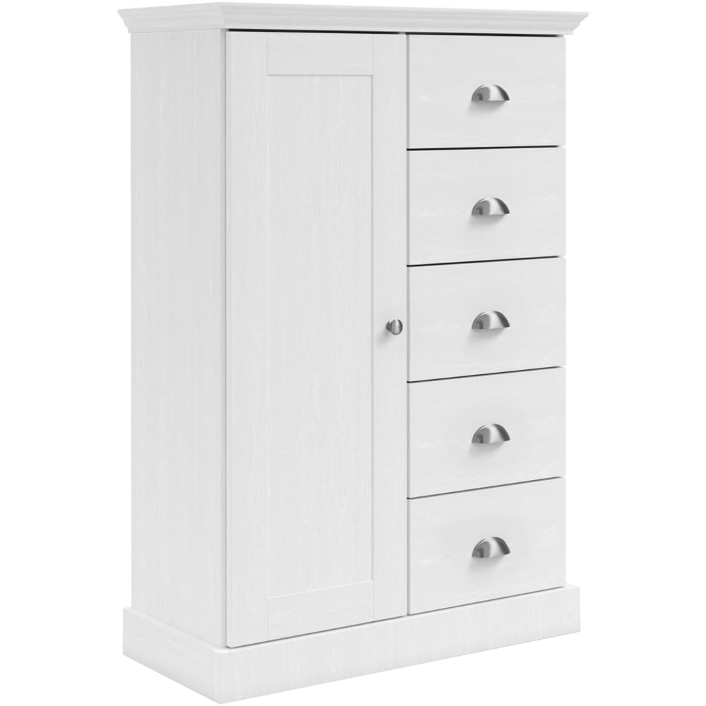 wohnli-moebel-suche-Kommode-mit-1-Tuer-5-Schubladen-in-Holzoptik-weiss Wohnli Möbelsuche - Kommode mit 1 Tür / 5 Schubladen in Holzoptik