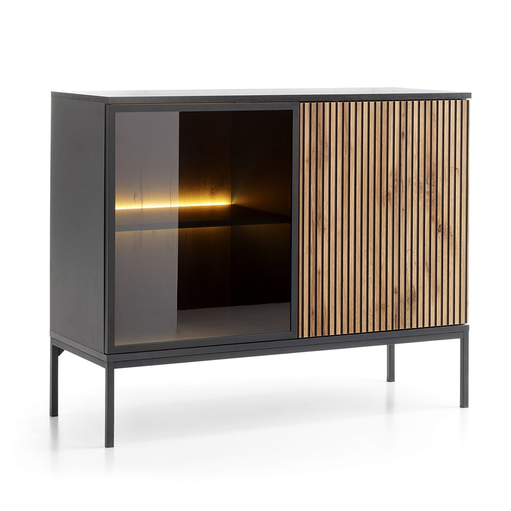 wohnli-moebel-suche-Kommode-mit-2-Tueren-aus-Holz-104x39x83cm-schwarz-Wotan-Eiche Wohnli Möbelsuche - Kommode mit 2 Türen aus Holz