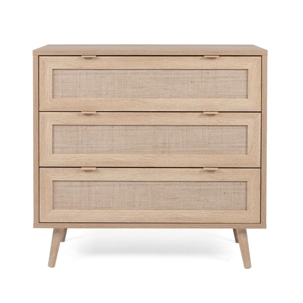 wohnli-moebel-suche-Kommode-mit-3-Schubladen-L80-cm-Rattan-Druck Wohnli Möbelsuche - Kommode mit 3 Schubladen L80 cm - Rattan-Druck