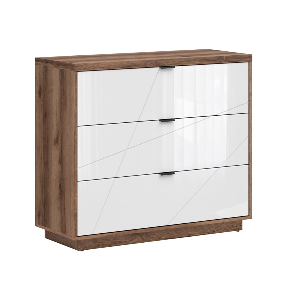 wohnli-moebel-suche-Kommode-mit-3-Schubladen-Weiss-und-Holzoptik-106cm Wohnli Möbelsuche - Kommode mit 3 Schubladen