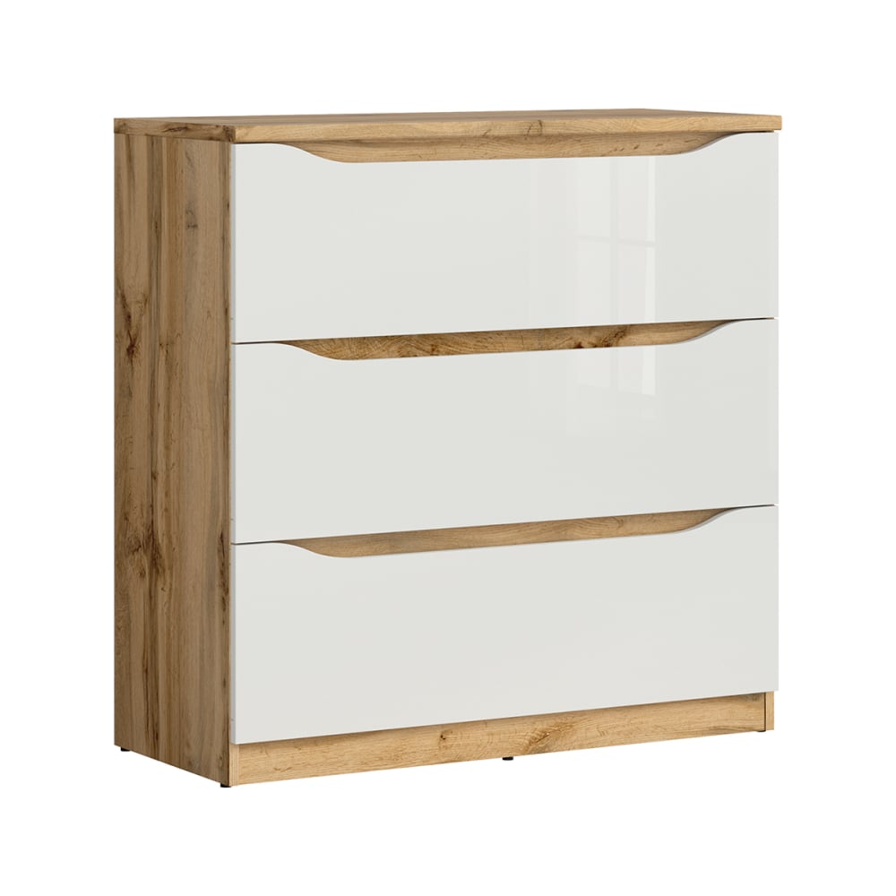 wohnli-moebel-suche-Kommode-mit-3-Schubladen-Weiss-und-Holzoptik-90cm Wohnli Möbelsuche - Kommode mit 3 Schubladen