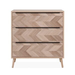 Wohnli Möbelsuche - Kommode mit 3 Schubladen in Sonoma Eiche und Fischgrätmuster L80 cm