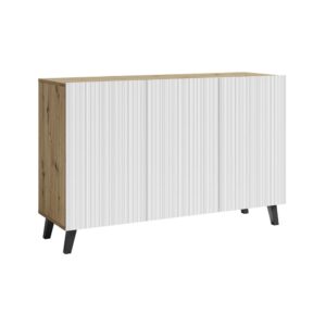 wohnli-moebel-suche-Kommode-mit-3D-Muster-aus-MDF-Eiche-Artisan-weiss-190x32x39cm Wohnli Möbelsuche - Kommode mit 3D-Muster aus MDF