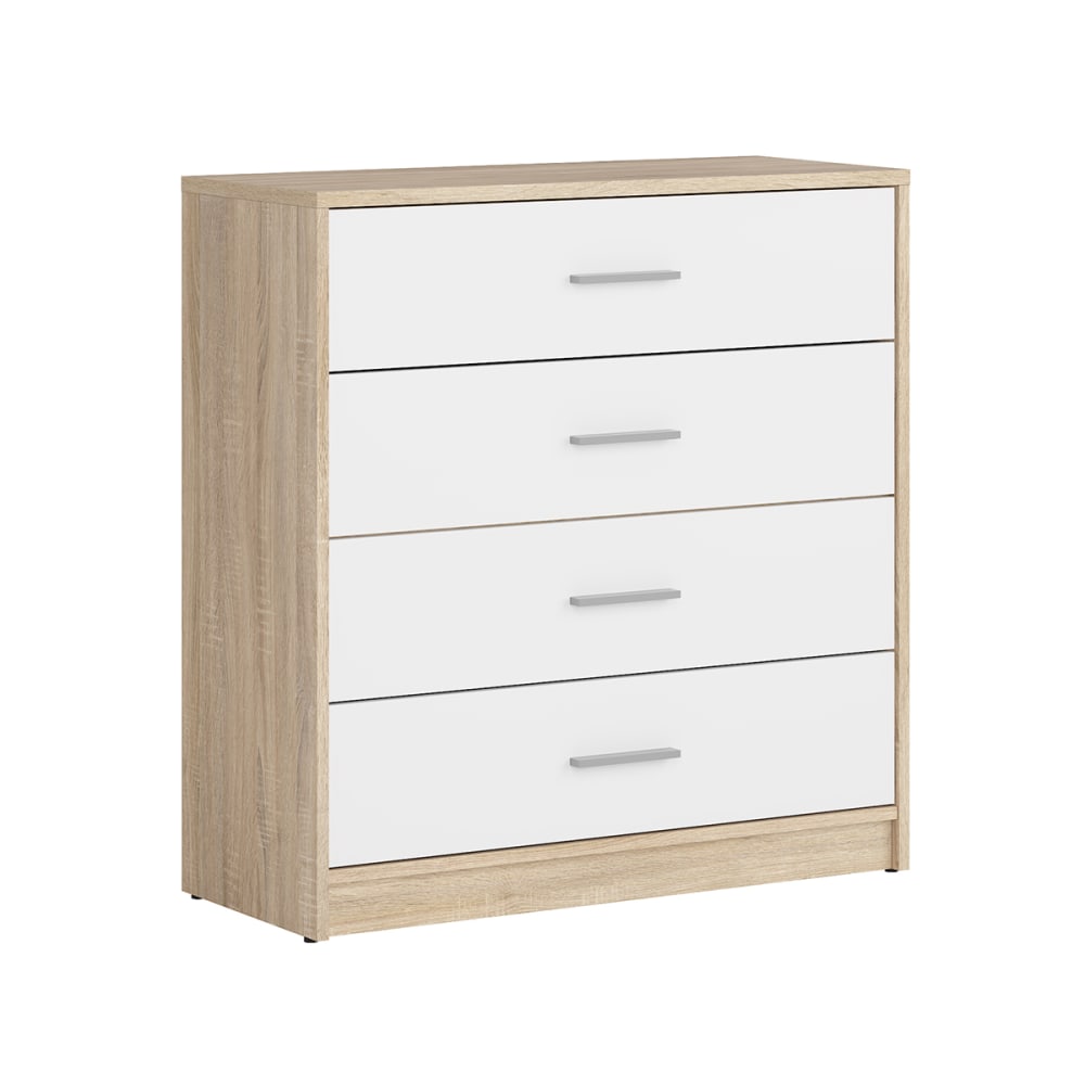 wohnli-moebel-suche-Kommode-mit-4-Schubladen-Holzoptik-und-Weiss-80cm Wohnli Möbelsuche - Kommode mit 4 Schubladen