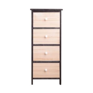 Wohnli Möbelsuche - Kommode mit 4 Schubladen im Vintage-Stil aus weißem und grauem Holz