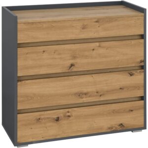 Wohnli Möbelsuche - Kommode mit 4 Schubladen in Eichenoptik