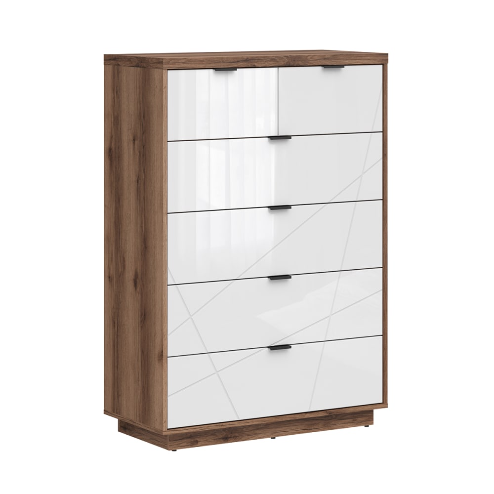 wohnli-moebel-suche-Kommode-mit-6-Schubladen-Weiss-und-Holzoptik-90cm Wohnli Möbelsuche - Kommode mit 6 Schubladen