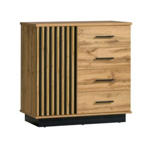 wohnli-moebel-suche-Kommode-mit-Tuer-Schubladen-Eiche-schwarz-90x40x88cm Wohnli Möbelsuche - Kommode mit Tür & Schubladen