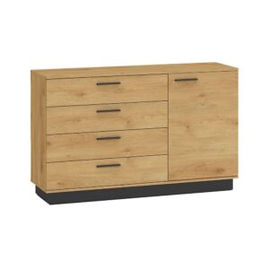 wohnli-moebel-suche-Kommode-mit-Tuer-Schubladen-aus-Spanplatte138x40x86cm-EicheSchwarz Wohnli Möbelsuche - Kommode mit Tür & Schubladen aus Spanplatte