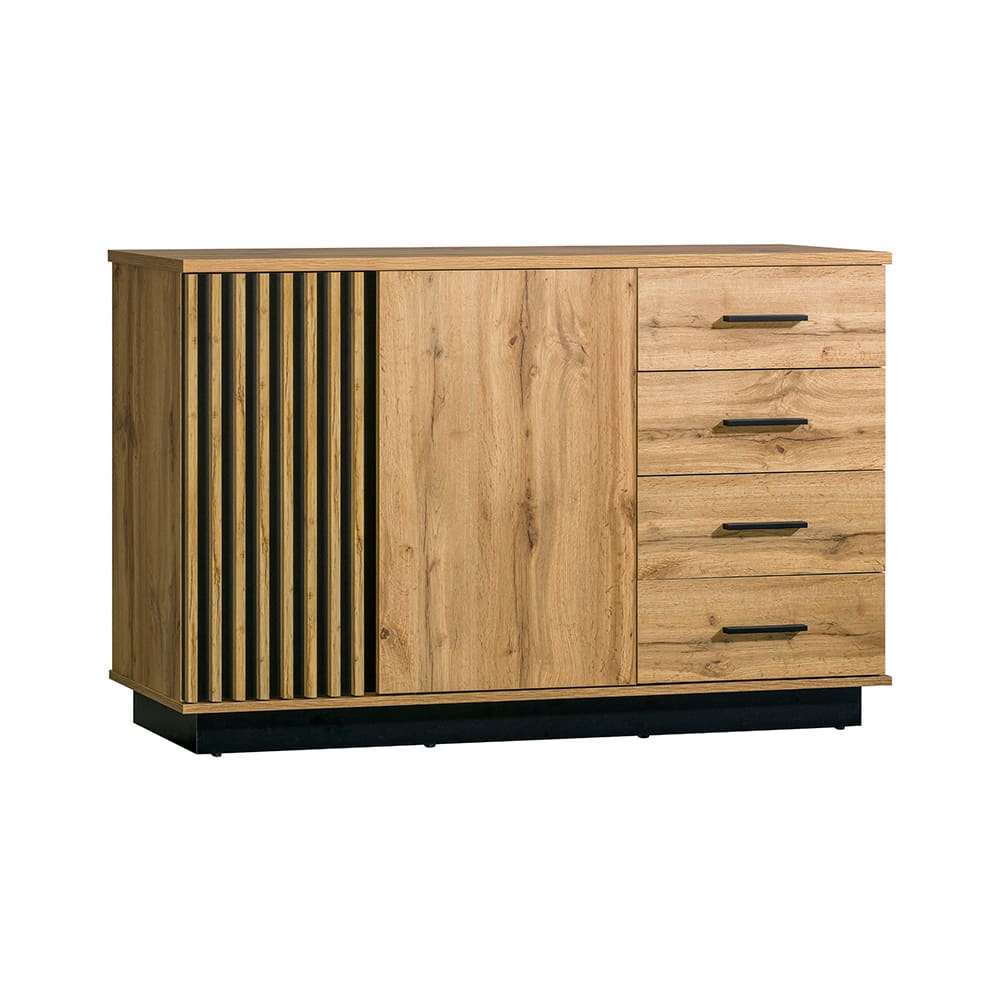 wohnli-moebel-suche-Kommode-mit-Tueren-Schubladen-Eiche-schwarz-141x40x90cm Wohnli Möbelsuche - Kommode mit Türen & Schubladen