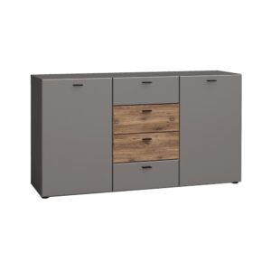 wohnli-moebel-suche-Kommode-mit-Tueren-Schubladen-aus-MDF-grau-braun-150x40x81cm Wohnli Möbelsuche - Kommode mit Türen & Schubladen aus MDF