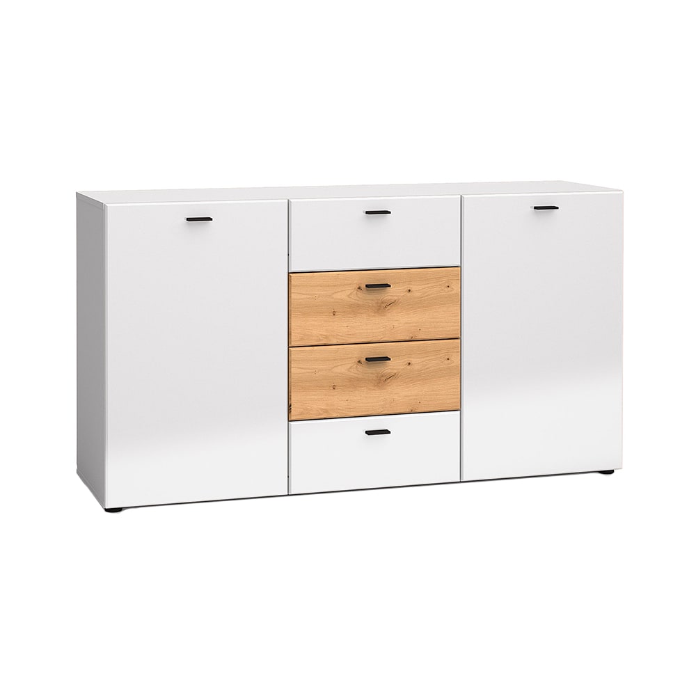wohnli-moebel-suche-Kommode-mit-Tueren-Schubladen-aus-MDF-weiss-braun-150x40x81cm Wohnli Möbelsuche - Kommode mit Türen & Schubladen aus MDF